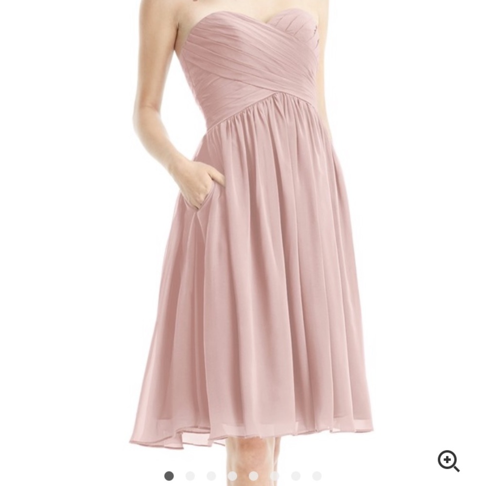 Azazie, knee length bridesmaid dress